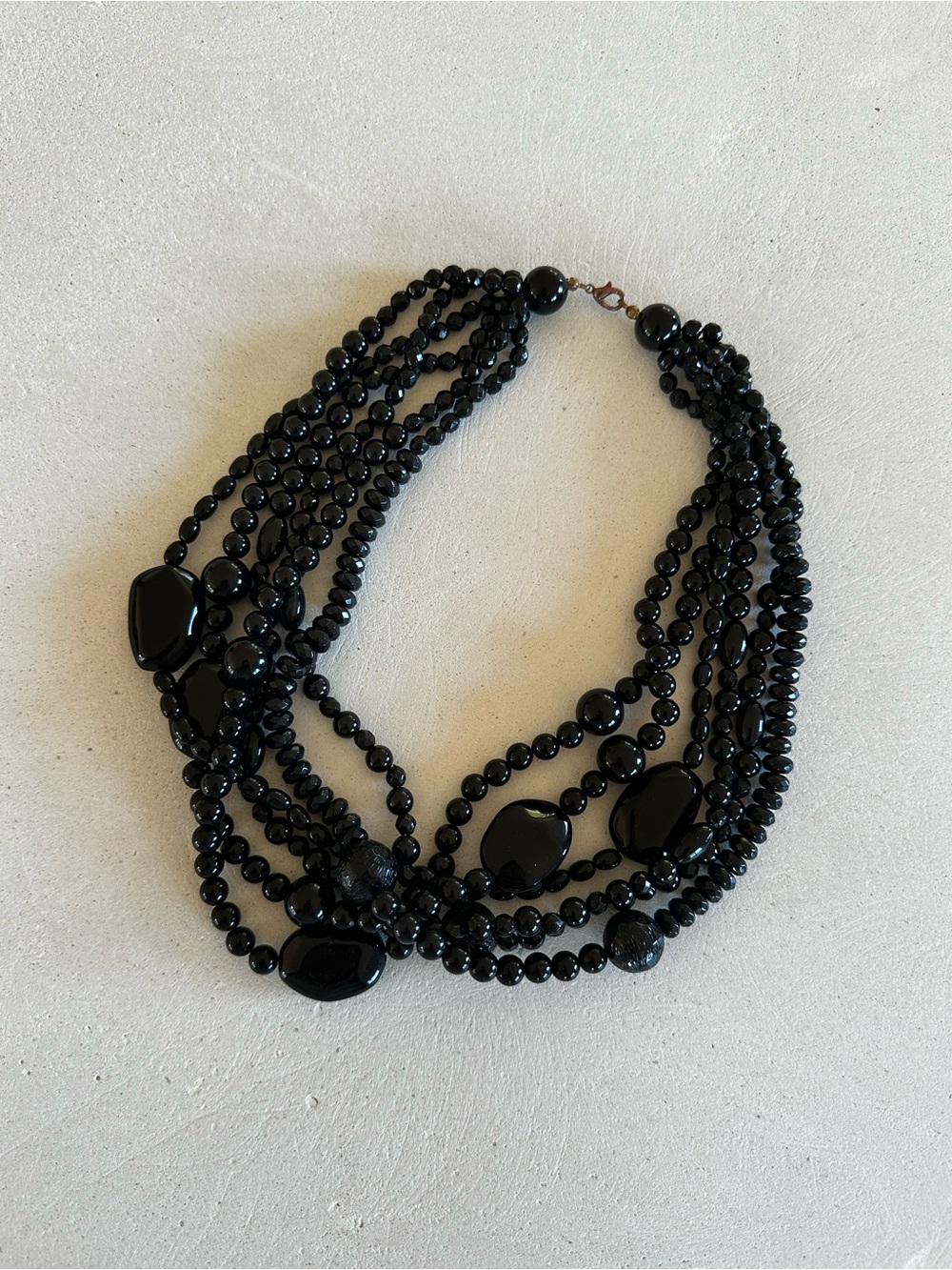 bebe Black Multi-Strand Beaded Statement Necklace